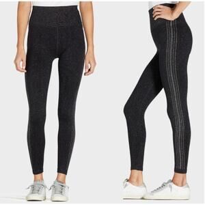 Good American Women's Seamless Side Stripe Legging High Rise Sparkle Size Medium